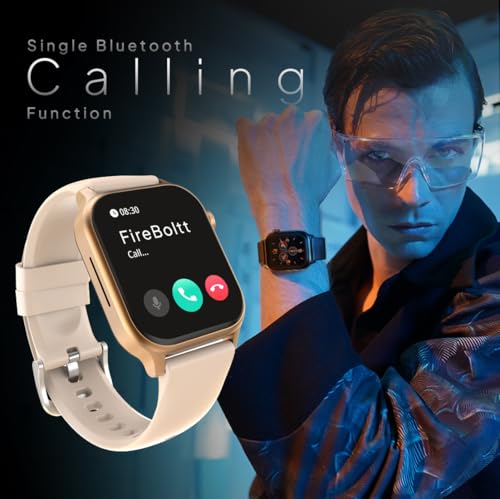 Image of Fire-Boltt Rise Smart Watch, 1.85 inch HD Display, Metal Body with Bluetooth Calling, Rotating Crown, AI Voice Assistant, 120 Sports Modes, Neon UI, SpO2 & Heart Rate Monitoring (Beige)