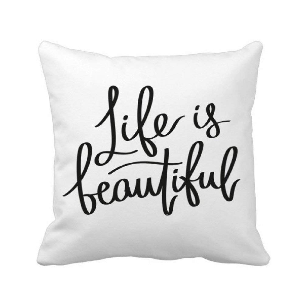 Housse de coussin carrée Life Is Beautiful en coton pour décoration de canapé