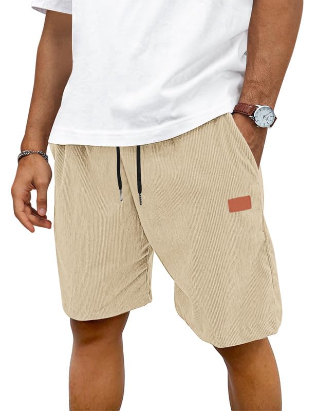 TARAINYA Corduroy Kurze Hosen Herren Baumwolle Kordelzug Shorts Hose Sommer Stretch Mit Taschen
