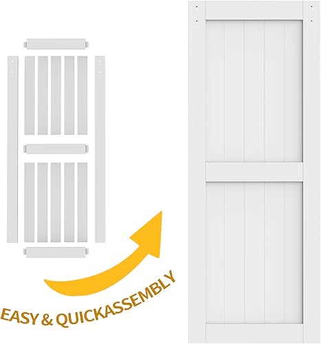 Miniatura 5 de Orgerphy Puerta corrediza de granero MDF de 32 x 84 pulgadas con kit de herrajes para puerta de granero de 6 pies incluye y asa, guía de suelo para