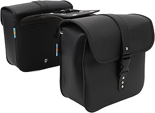 Motorcycle Saddlebags, High Capacity with Rope, Waterproof PU Leather Saddle Bags 1 Pair, Universal Motorbike Side Bag, Ea...