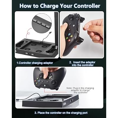 Lictin Cooling Fan Charging Station for Xbox Series X Console & Controller, Upgraded 4 Cooler Fan System Stand, Vertical Dual Charger Station Dock Accessories with 2 x 1400mAh Rechargeable Battery