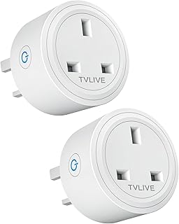 Smart Plug, TVLIVE 2 Pack Smart Plugs that Work with Alexa (Echo, Echo Dot), Google Home Voice Control, Energy Monitoring, Remote Control, Timer & Schedule, smart wifi plug socket UK, No Hub Required
