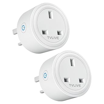 Smart Plug, TVLIVE 2 Pack Smart Plugs that Work with Alexa Echo, Echo Dot, Google Home Voice Control, Energy Monitoring, Remote Control, Timer & Schedule, smart wifi plug socket UK, No Hub Required