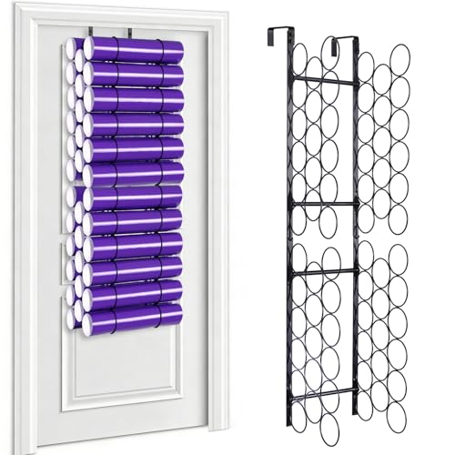 volepet Hanging Vinyl Storage 34-Holes Metal Vinyl Roll Holder Black Craft Storage Organizer for Craft Room