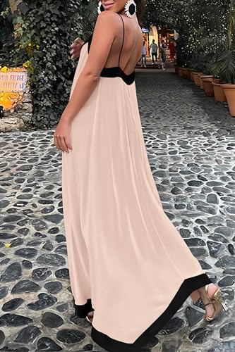 PRETTYGARDEN Women's 2025 Summer Maxi Dress Sleeveless V Neck Spaghetti Strap Flowy Elegant Holiday Party Dresses3