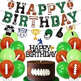 Football Birthday Decorations Includes Pre-Strung Happy Birthday Banner, NO DIY Cake Topper, Balloons, Touchdown Sports Bowl Game Day Theme Bday Party Supplies for Women Men Boys Girls