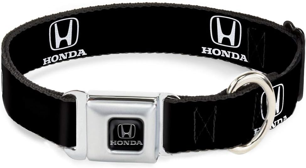 Buckle-Down Seatbelt Buckle Dog Collar - Honda Logo Black/White - 1" Wide - Fits 15-26" Neck - Large
