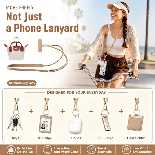 Image of Phone Lanyard, Phone Chain, Anti-Lost Phone Wrist Strap - Double Phone Chains Hand Charm With Aesthetic Pearl Beaded Design - Cute Decoration for Keychain, Wallet, and Camera
