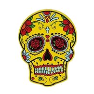 Traditional Mexican Sugar Skull Design – Inspired by the iconic calavera artwork of Día de los Muertos, this patch features red rose eyes, a heart-shaped nose, floral accents, and intricate stitched details to capture the essence of Mexican celebrati...