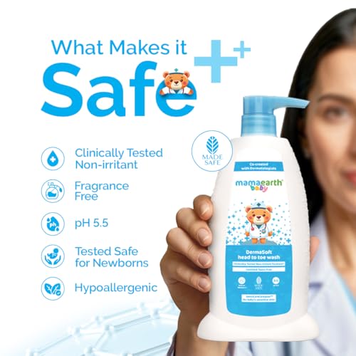 Image of Mamaearth Baby DermaSoft Head to Toe Wash with SensiCareComplex for Baby's Sensitive Skin - 250 ml | Co-created with Dermatologists for Newborns | Enriched with SensiCareComplexTM for Baby's Sensitive Skin | Safe and Non-irritant formula*