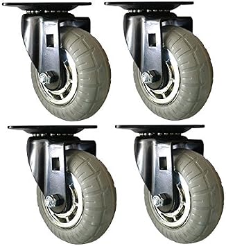 8268E Designer Casters 3 inch Soft Rubber Chrome & Black Designer Caster, 4 Pack