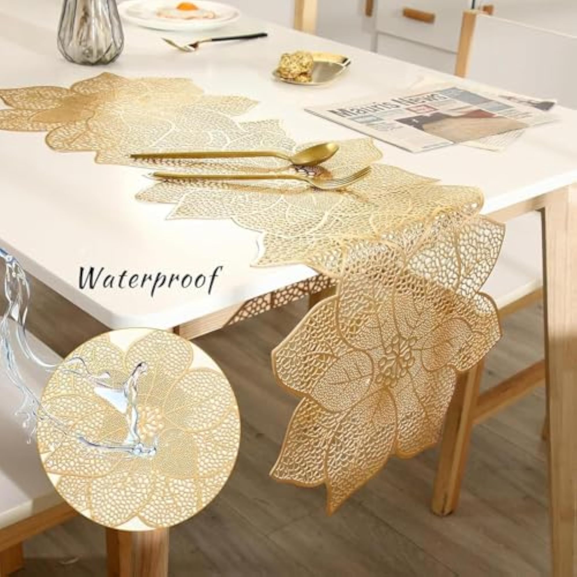 M-Win Creation Heat Resistant Washable PVC Dining Center Table Runner