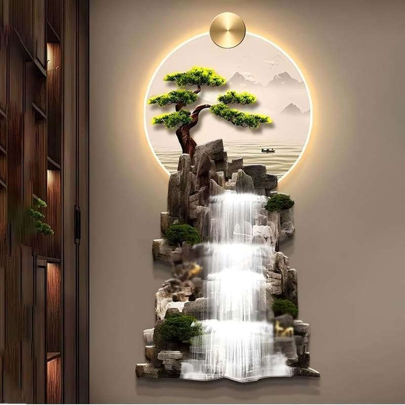 Arte de pared de metal 3D: cuadro grande tradicional chino con iluminación LED