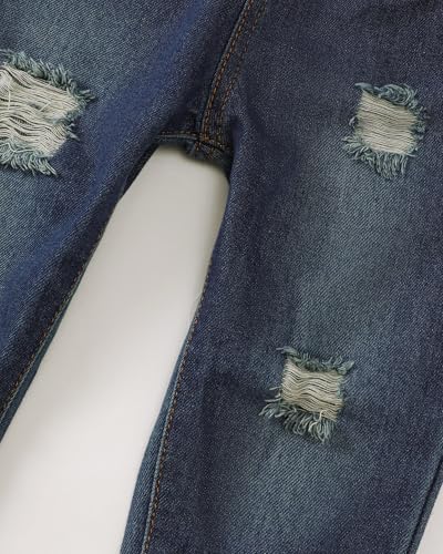 Image of Renotemy Toddler Baby Boy Clothes Denim Outfits Infant Hooded Sweatshirt Jeans Pants Little Boys Clothing