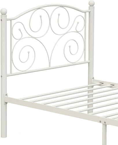 Miniatura 18 de Marco de cama de plataforma de tamaño matrimonial con cabecero y estribo, listones de metal resistentes, espacio de almacenamiento adicional debajo