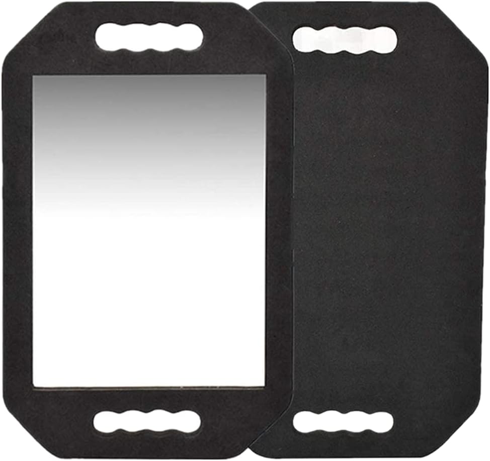 Rimosy Lightweight Hand Mirror - Black Foam Handle Mirror for Barbers & Salons - Double Handle for Easy Carry & Hold for Haircuts & Makeup