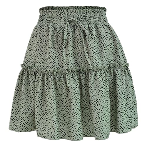 Mini jupe d'été à pois en soie verte pour vos soirées de vacances