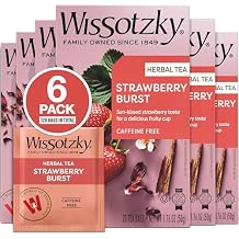Wissotzky Strawberry Burst Herbal Tea 6 Pack -120 Tea Bags | Fruity Blend | Caffeine Free Tea | Antioxidant Rich