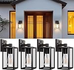 Dusk to Dawn Outdoor Lights for House, 4 Pack Outdoor Wall Light Black Exterior Lighting Fixtures Wall Mount, Aluminum Porch Wall Lanterns Waterproof Outside Light for House Front Door Light
