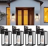 JESENBIL Dusk to Dawn Outdoor Lights for House, 4 Pack Outdoor Wall Light Black Exterior Lighting Fixtures Wall Mount, Aluminum Porch Wall Lanterns Waterproof Outside Light for House Front Door Light