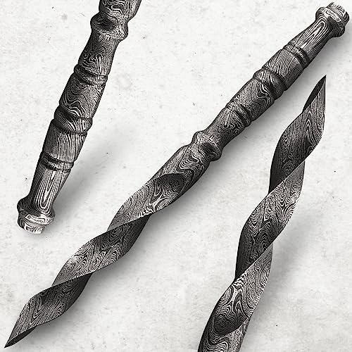 EdgeLandKnives Faca de aço damasco resistente - faca de 22 cm com bainha, faca de aço damasco com ba