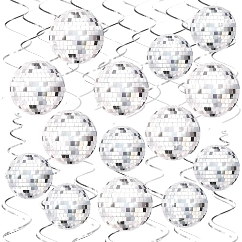 Image of Kaluofan 34PCS Disco Party Decorations, 70s Decor Disco Ball Decor Ceiling Decorations Hanging, Dance Party Decorations for 70s 80s Birthday Retro Disco Garland Party