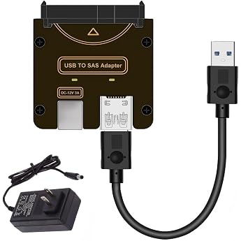 chenyang USB 3.0 to SAS Adapter 2.5/3.5" SFF-8482 SAS Hard Disk to USB Converter Adapter with Power Supply (Power Supply Requ