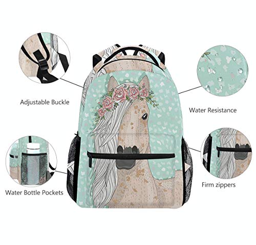 Flower Horse School Backpacks Blue Pony Student Backpack Big For Girls Boys Elementary School Shoulder Bag Bookbag Fairy Tale #TOP3