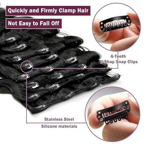 Extensiones de cabello natural ondulado con clip, doble trama de 10 a 26 pulgadas 3