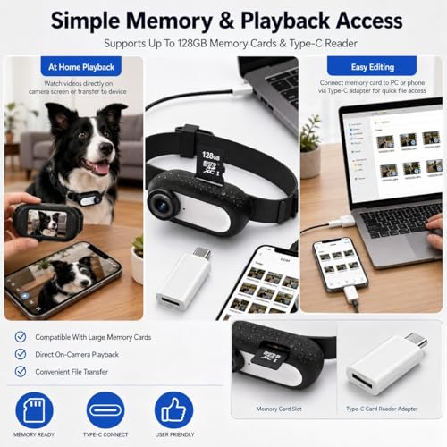 Nueva Cámara para Collar de Gato con Gran Angular de 1080P y 170 °, Ajustable y Recargable por USB