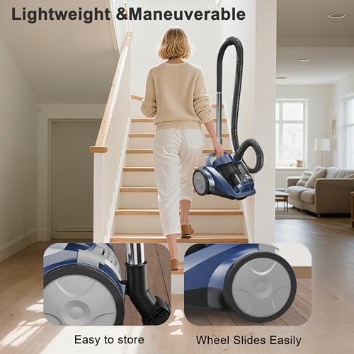 Image of Sweepcent Canister Vacuum Cleaner 45KPa Power Bagless Canister Vacuums for Home with 5 Tools 4.5QT Dust Cup Double HEPA Filter Lightweight Multi-Surface Vacuum Cleaners for Carpet Hard Floor Pet Hair