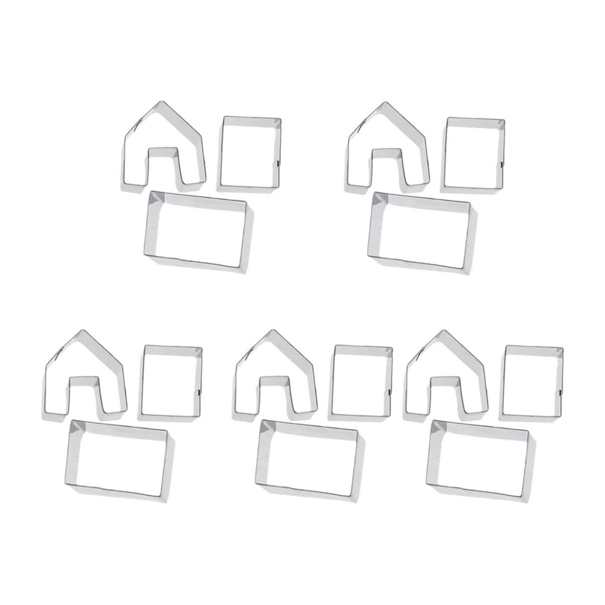 ABOOFAN Emporte-pièce en Acier Inoxydable 15 Pcs Forme Maison Biscuit de Noël, 5 Sets Moule à Biscuits Créatif et Mini pour Pâtisserie DIY et Décoration de Fête