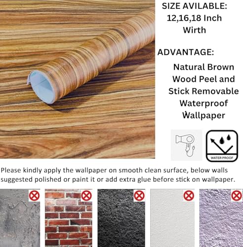 Image of CREON Wood Peel and Stick Wallpaper Thick Decorative Self Adhesive Contact Paper Countertops Waterproof Wood for Cabinets Table Furniture Kitchen Cabinet ETC (Sparkle Wood, 12X80 in)