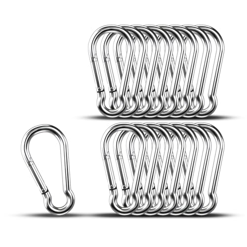 15pcs 3.54 inch Small 304 Stainless Steel Carabiner Clip Hooks Spring Snap