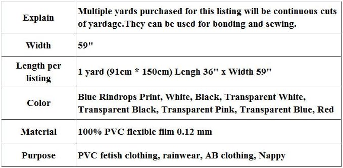 Sexy Vinyl Fetish Adult Baby Quality 100% PVC Fabric (10 Yard, Transparent White)