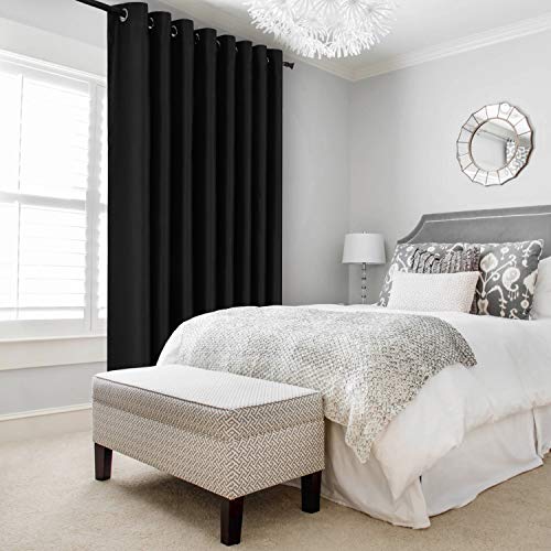 Image of DWCN Room Divider Curtain - Extra Wide Blackout Curtain for Sliding Glass Door, Living Room, Bedroom Partition and Shared Office Space, 1 Grommet Curtain Panel, 15ft Wide x 8ft Tall, Black