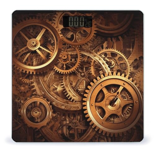 Báscula digital de baño con diseño Steampunk y vidrio templado miniatura 1