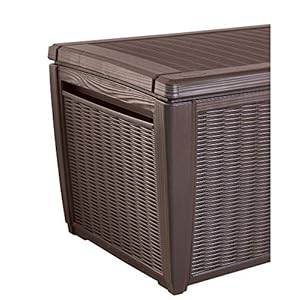 Keter 220941 Sumatra 135 Gallon Waterproof Weather Resistant Resin Wicker Outdoor Backyard Patio Porch Deck Garden Pool Storage Cushion Box Container Bench, Brown Keter 220941 Sumatra 135 Gallon Waterproof Weather Resistant Resin Wicker Outdoor Backyard Patio Porch Deck Garden Pool Storage Cushion Box Container Bench Brown