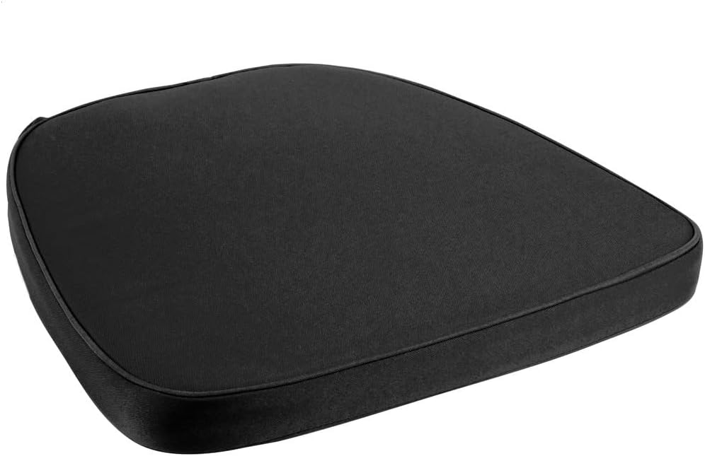 Yanel Prime Products Chair Pad | Seat Padded Cushion with a Polycore Thread Soft Fabric, Straps and Removable Zippered Cover (Black)