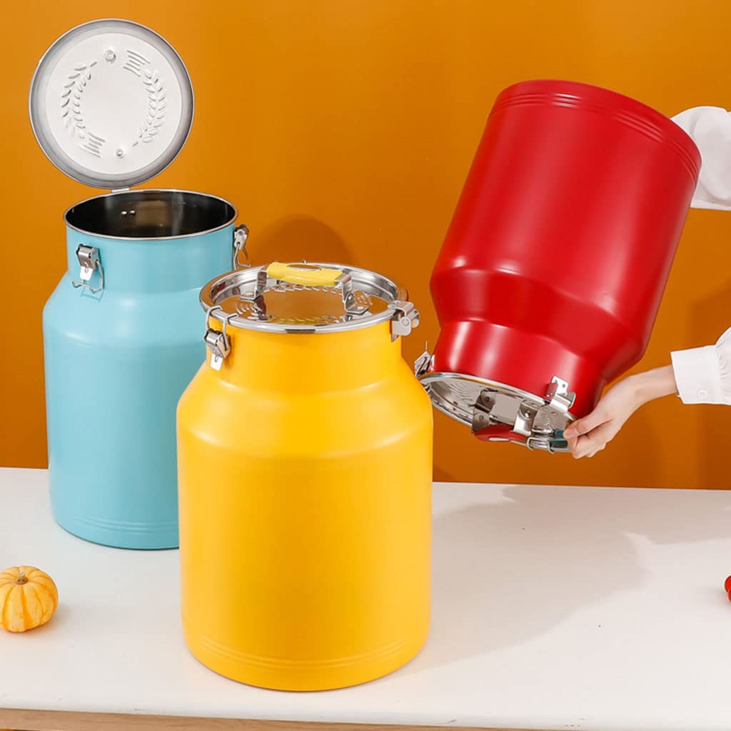 Edelstahl-Vorratsbehälter, luftdicht mit tragbarem Griff, große Reisdosen für die Küche, Eimer mit Deckel und seitlicher Verriegelungsklemme, ideal für Mehl, Snacks, Zucker, Müsli, Blau, 8 l