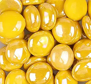 Mosaic Tiles 36 Pieces / 200 g Pack of Glass Flat Bead Mosaic Mosaic Tile Supplies for Home Decoration, DIY Crafts, Plates, Picture Frames, Flowerpots 1.7?2.2 cm Irregular Tiles (Yellow)