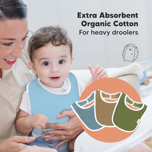 Image of 8-Pack Organic Baby Bibs for Boys, Girls - Soft Cotton Drooling and Teething Bibs for Baby Girl & Boy, Extra Absorbent, Easy to Clean & Put On for Toddler, Newborn, Infant 0-24 Months (Daybreak)