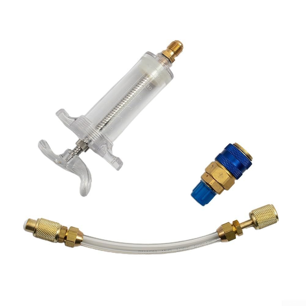 Inyector de aceite de 30 ml para R134a con acoplamiento rápido de 1/4 pulgadas, ideal para uso en aire acondicionado