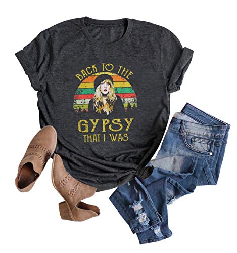 Stevie Nicks Tank Tops Vintage T Shirts Women Back to The Gypsy That I was Tees Graphic Sleeveless Music Vest (Dark Grey 1, S)