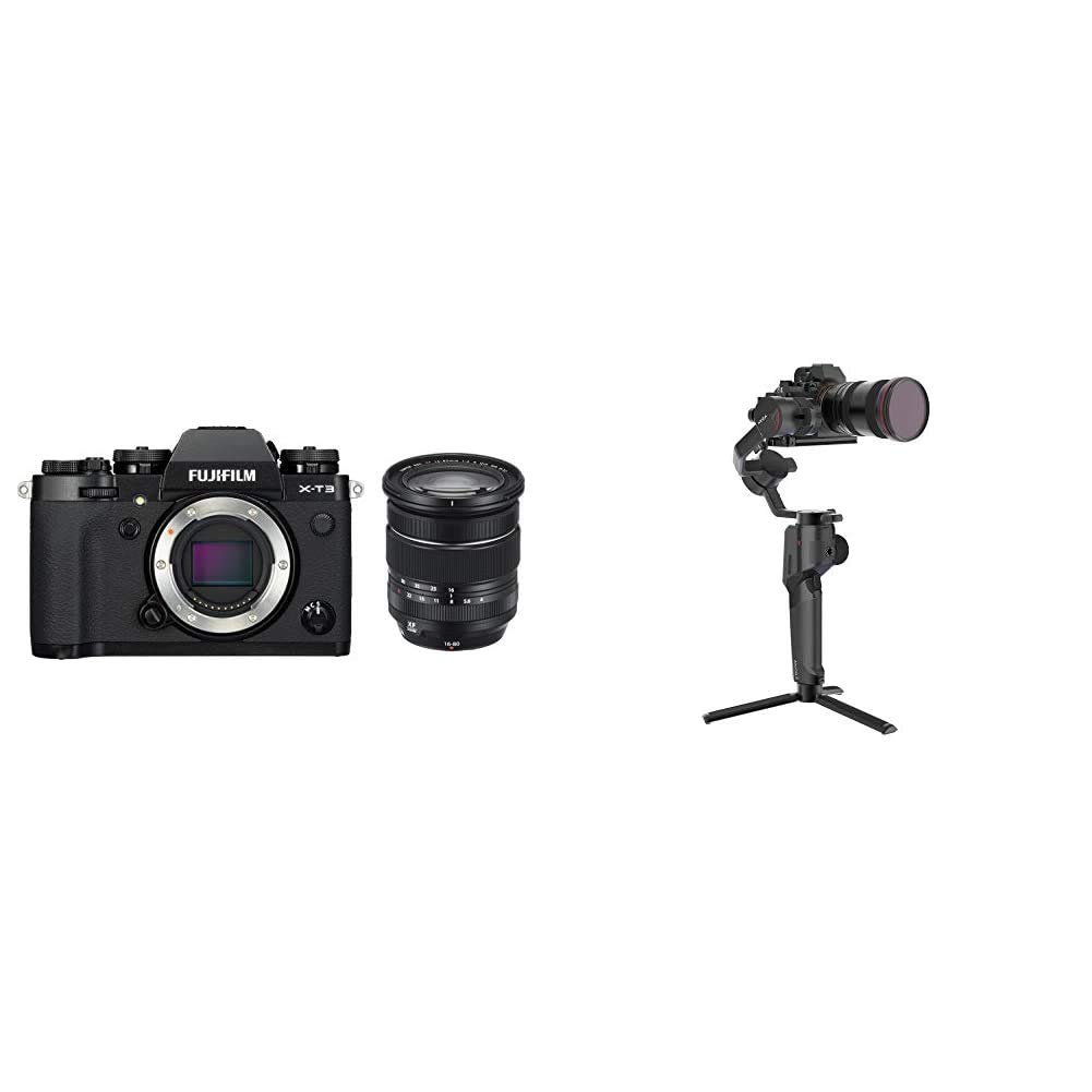 Fujifilm X-T3 Mirrorless Digital Camera, Black with Fujinon XF16-80mmF4 R WR Optical Image Stabiliser Lens Kit + Ultra-lightweight 3-Axis Electronic Gimbal Stabilizer for Mirrorless Cameras