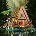 Vziimo A-Frame Cabin Building Set, MOC Ideas Cabin House Collectible Model Kit with LED for Adults and Kids Age 12+, Gifts for Nature and Architecture Lovers (1486 Pcs)