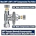Brass Angle Stop Add-A-Tee Valve, 3/8 x 3/8 x 1/4 Compression Tee Valve,Feed Water Adapter for Refrigerators, Ice maker, Reverse Osmosis,RO Water Filter Systems, 3 Way Diverter Water Line Splitter
