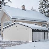 Benass Carports Canopy Heavy Duty, Fully Enclosed Metal Garage with Sidewalls (20x20, White)