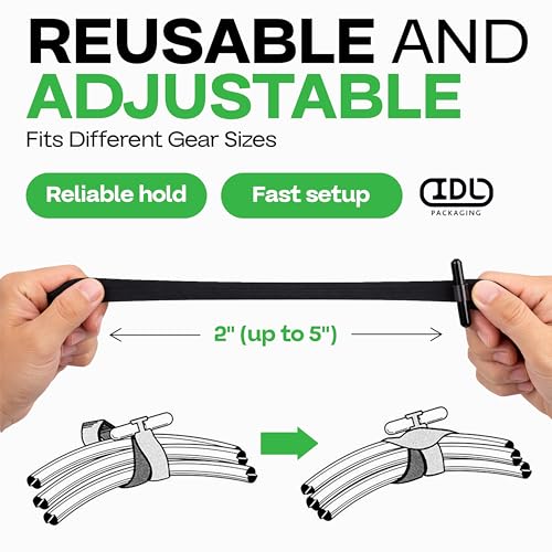 Image of Reusable Zip Ties 2 inch, 30-Pack - USA-Made Heavy-Duty Industrial Stretchable Fasteners - All-Weather Material, UV & Ozone Resistance - Wire Straps to Store Equipment & Declutter Garage by IDL Packaging
